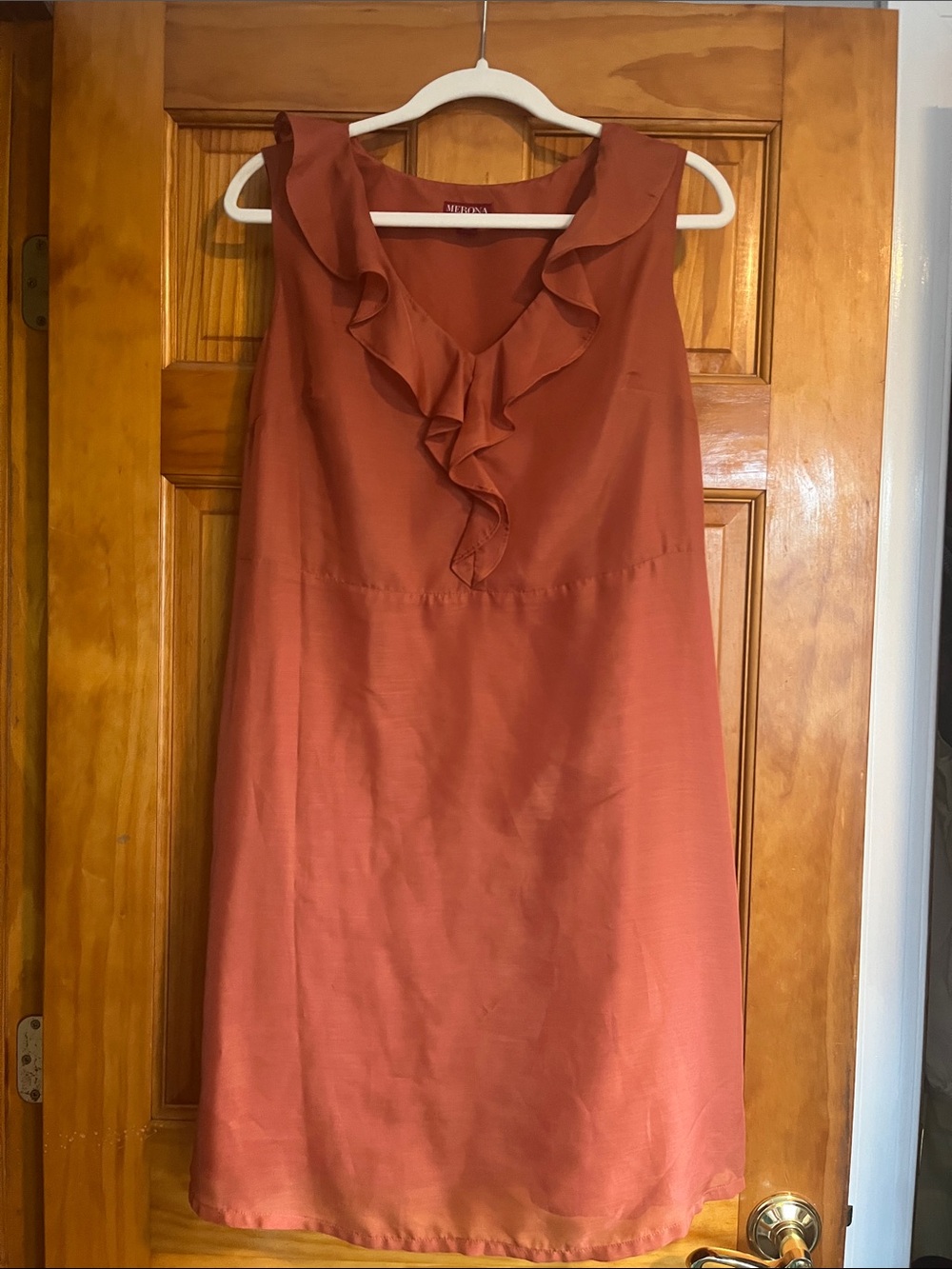 Merona Rust Ruffle V-Neck Midi Dress